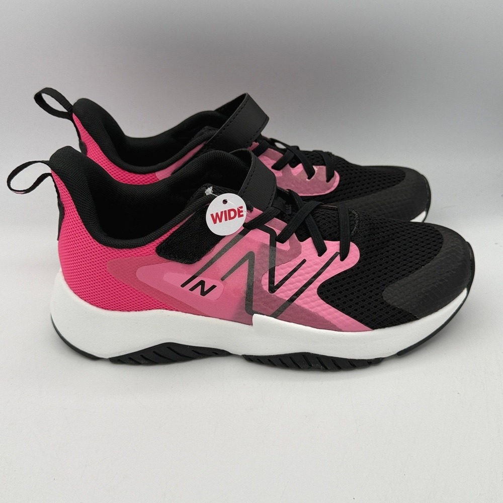 New Balance Rave Run v2 Sneakers Kids 6 Wide Pink Black Bungee Strap YTRAVAS2